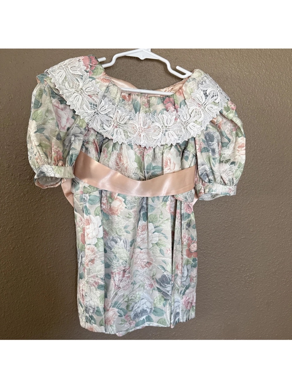 VTG 80s 90s Sarah Kent Toddler Church Dress Bow Pastel Floral Collar 4T